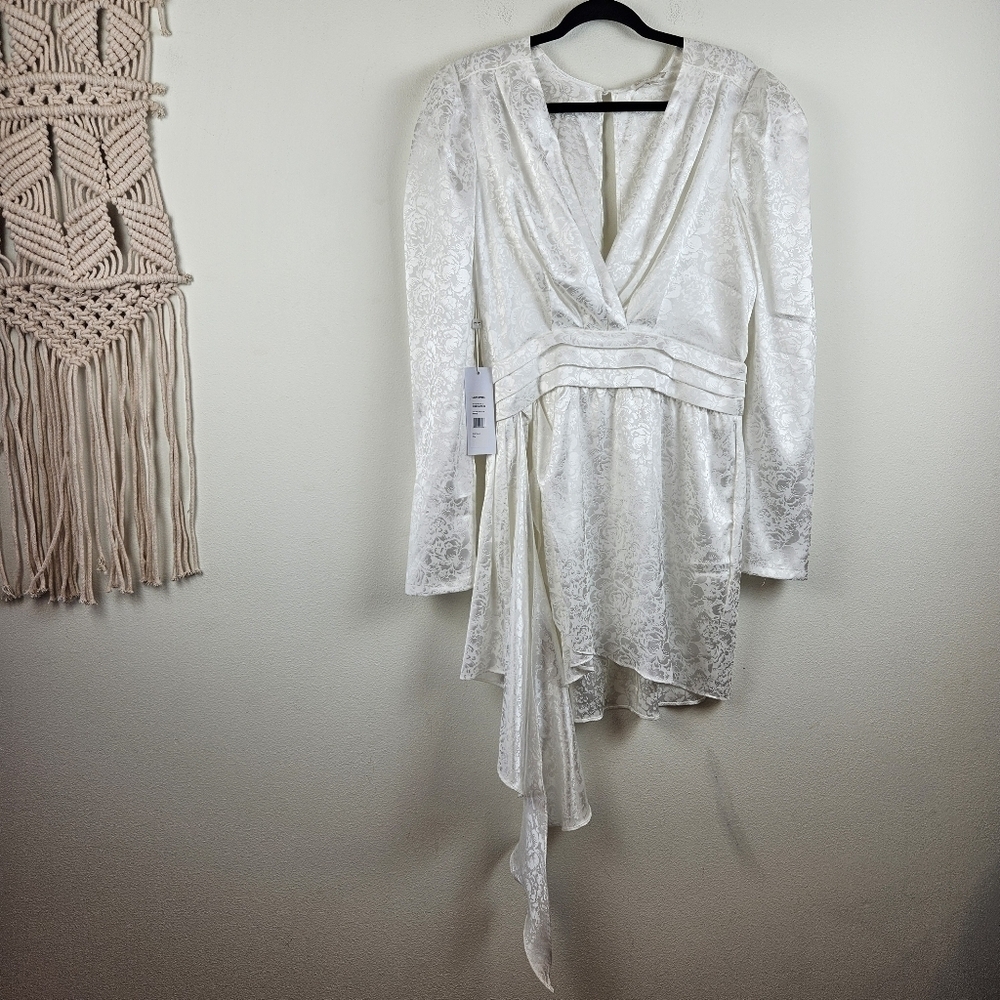 Ronny Kobo Lilian Satin Asymmetrical White Dress Size XL NWT - Picture 3 of 12